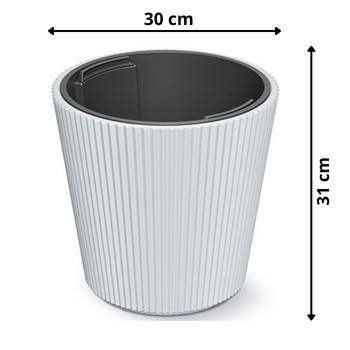 Wymiary techniczne białej donicy Milly 30cm