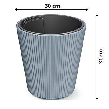 Wymiary techniczne okrągłej donicy Milly Round 35 cm szary mat