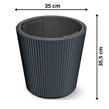 Duża okrągła antracytowa doniczka Milly 35 cm matowa