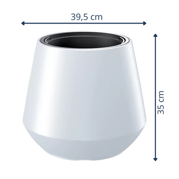 Wymiary biała donica Heos 40cm DBHET400