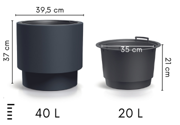 Wymiary donicy mrozoodpornej Heos 40cm antracyt