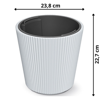 Wymiary techniczne białej donicy Milly 24cm