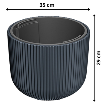 Doniczka okrągła niska Milly DBML350 antracytowa wymiary Prosperplast