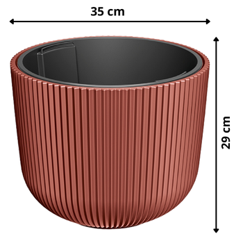 Doniczka okrągła niska Milly DBML350 miedziana wymiary Prosperplast