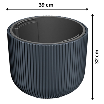 Doniczka okrągła niska Milly DBML400 antracytowa wymiary Prosperplast