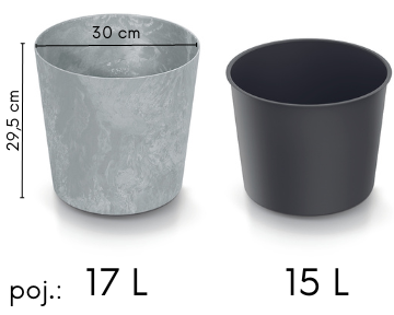 doniczka okragla 30 cm szara prosperplast urbi round beton effect - wymiary