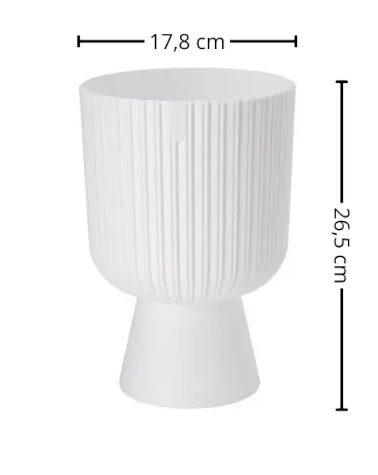 Wymiary białej doniczki Keli Mika 18cm
