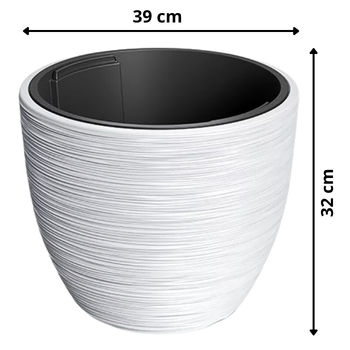 Biała doniczka okrągła Furu DBFU400 Prosperplast wymiary