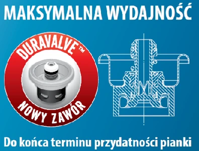 Nowoczesny zawór w piance pistoletowej Duravalve