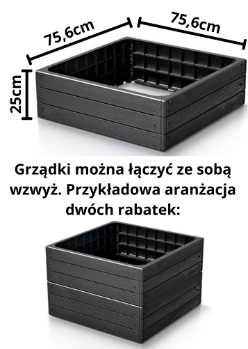 rabata kwadratowa antracyt - wymiary