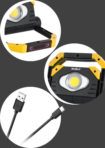 Przenośny reflektor LED 2 x COB z funkcją power bank - prezentacja