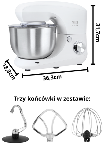 wymiary robota kuchennego i aranżącja trzech końcówek
