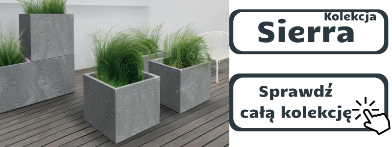 odnośnik do kolekcji nowoczesnych kwietników imitujących beton Sierra
