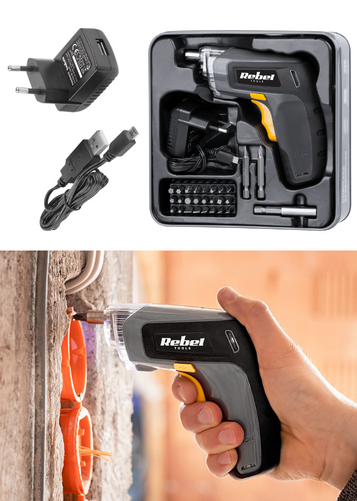 Wkrętarka akumulatorowa 3.6V 1300mA Rebel Tools RB-1001 - prezentacja