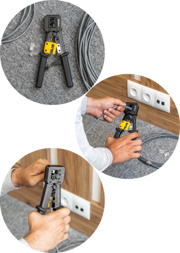 Zaciskarka wtyków przelotowych RJ45, RJ12, RJ11 Rebel RB-1007 - prezentacja