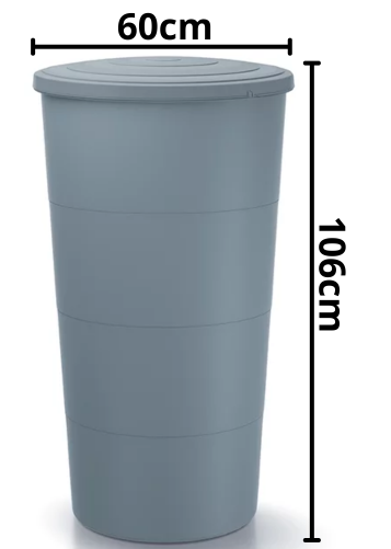 Wymiary techniczne nowoczesnego zbiornika Smooth 200L szary