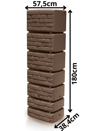 Wymiary techniczne zbiornika Tower Brick 350L rustykalna cegła