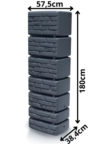 Wymiary techniczne zbiornika Tower Brick 350L antracyt IDTB350-S433