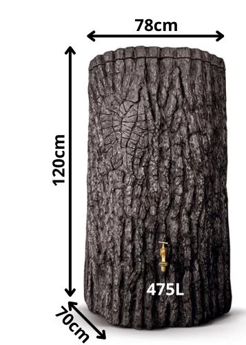 Wymiary techniczne zbiornika Evergreen 475L pień drzewa REV475-440U