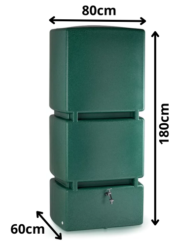 Specyfikacja Jumbo 800L Zielony: 800 litrów pojemności, wysokość 180 cm Wymiary techniczne dużego zbiornika Jumbo 800L zielony RJU800-G851