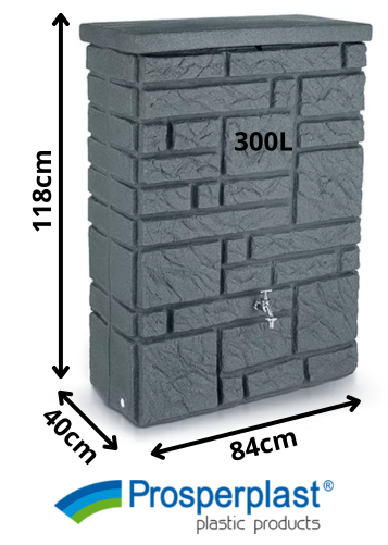 Specyfikacja Maurano 300L: wysokość 118 cm, struktura ciemnego marmuru Wymiary techniczne zbiornika Maurano 300L ciemnoszary RMU300-429U