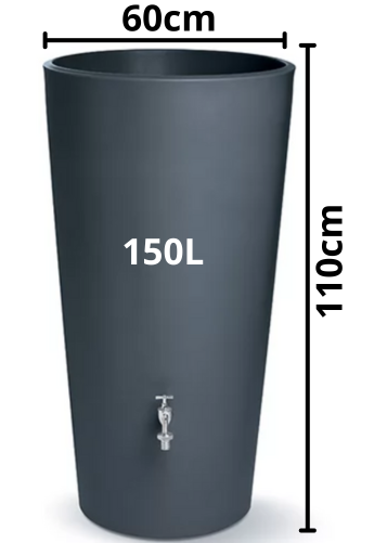 Wymiary designerskiego zbiornika Rainbowl Flower 150l szary z donicą