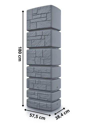 zbiornik na deszczowke prosperplast tower stone 350l szary - wymiary