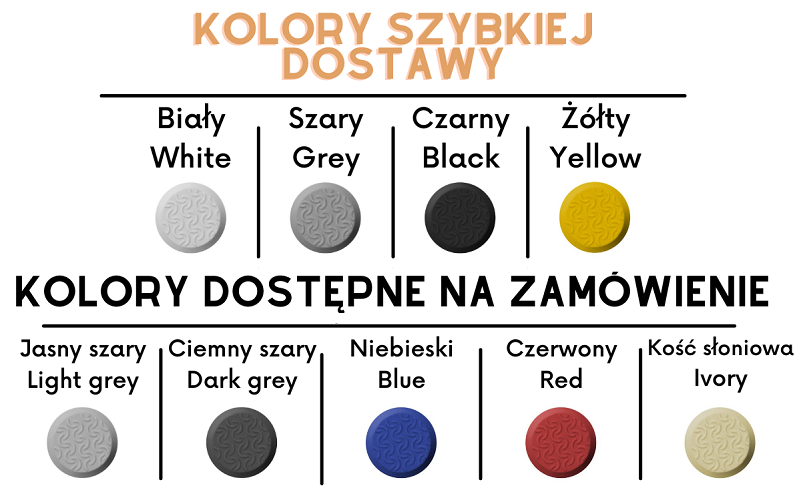 lista kolorów szybkiej dostawy i na zamówienie pinezek dotykowych K3