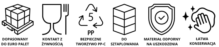 Zalety pojemnika bekuplast euro-norm - infografika