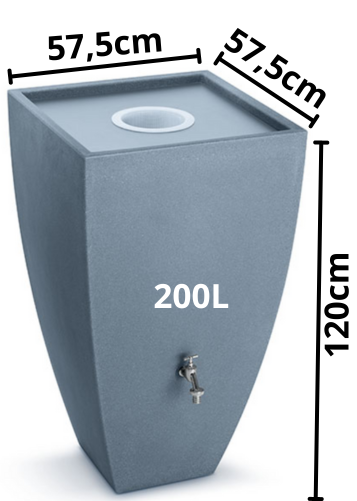 Wymiary luksusowego zbiornika Modena 200l szary z donicą