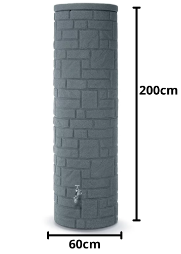 Wymiary techniczne zbiornika Arcado 460L ciemny szary RAR460
