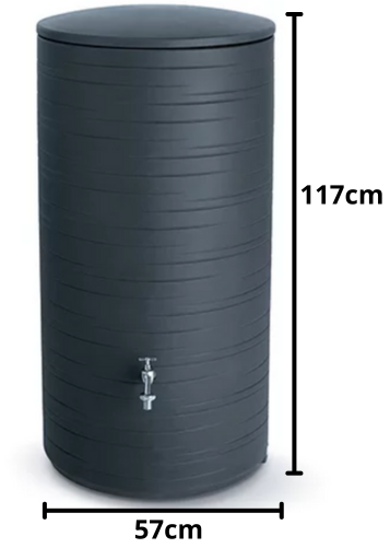 Wymiary techniczne zbiornika Novara 280L antracytowy RNV280
