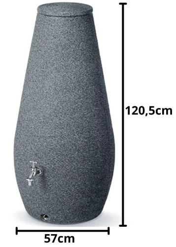 Wymiary techniczne zbiornika Drop 200L granitowy RWD200