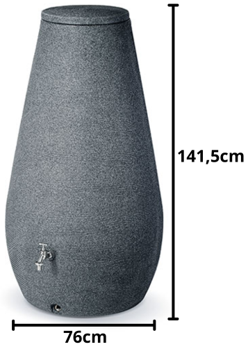 Wymiary techniczne zbiornika Drop 410L grys granitowy RWD410