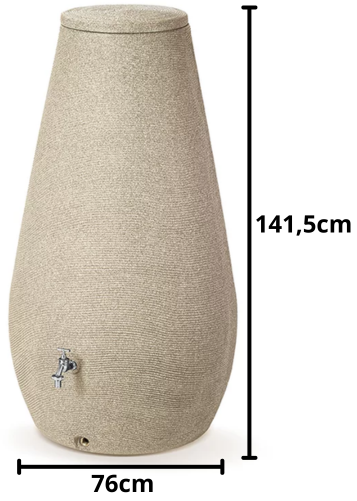 Wymiary techniczne zbiornika Drop 410L słomkowy beżowy RWD410
