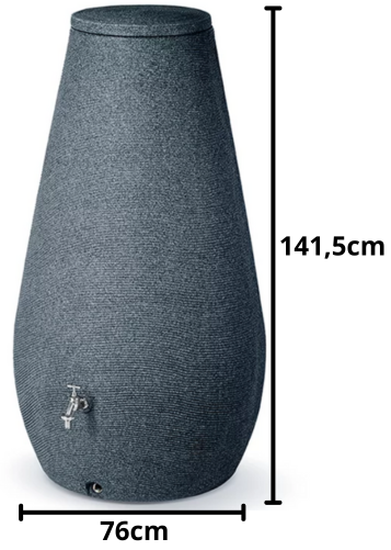 Wymiary techniczne Drop 410L Antracyt Prosperplast Wymiary techniczne zbiornika Drop 410L antracytowy RWD410