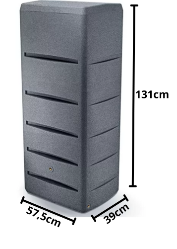 Wymiary techniczne zbiornika Tower Stone 260L grys granitowy